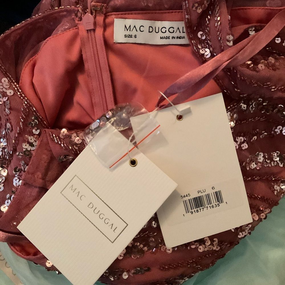 NWT Mac Duggal 5445 Pink Cap Sleeve Embellished Evening Gown - Picture 12 of 12